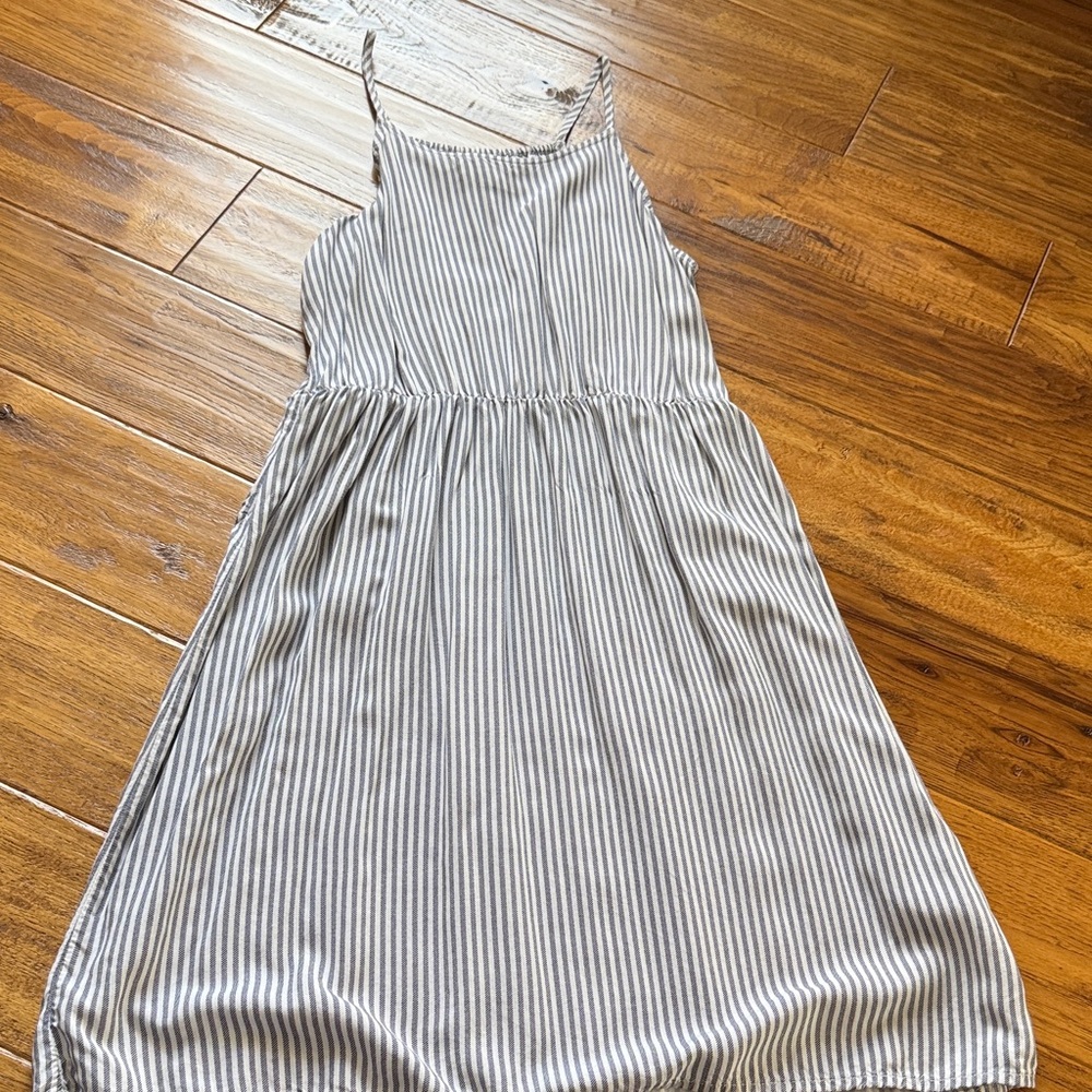 Old Navy Black and White Striped Midi Dress